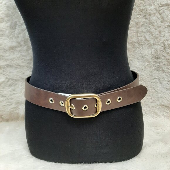 Levi's Unisex Brown/Black Faux Leather Belt w/ Gold Tone Buckle - Picture 1 of 5